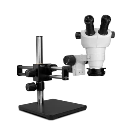 Scienscope NZ Stereo Zoom Microscope And Polarized LED Light On Dual Arm Stand NZ-PK5D-R3